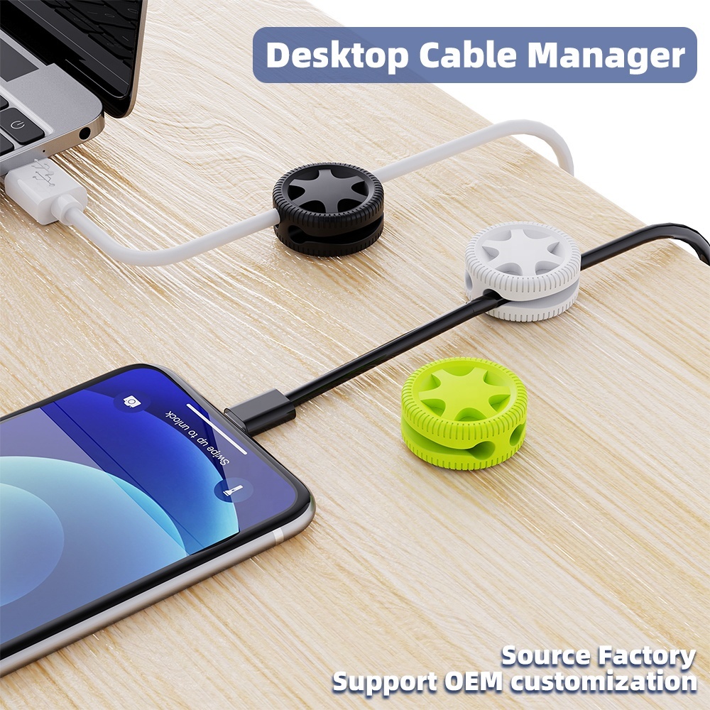 6-Piece Silicone Cable Organizer Clips Set Stand Type 3