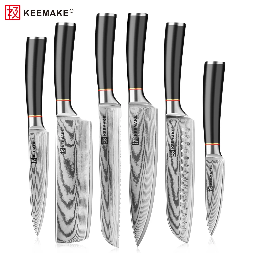 6-Piece Damascus Knife Set ABS Handle 2