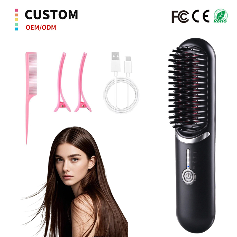 Portable Rechargeable Straightener Comb Cordless Mini Flat Iron