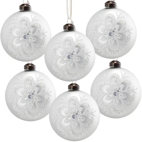 Set of 6 Glass Christmas Tree Baubles
