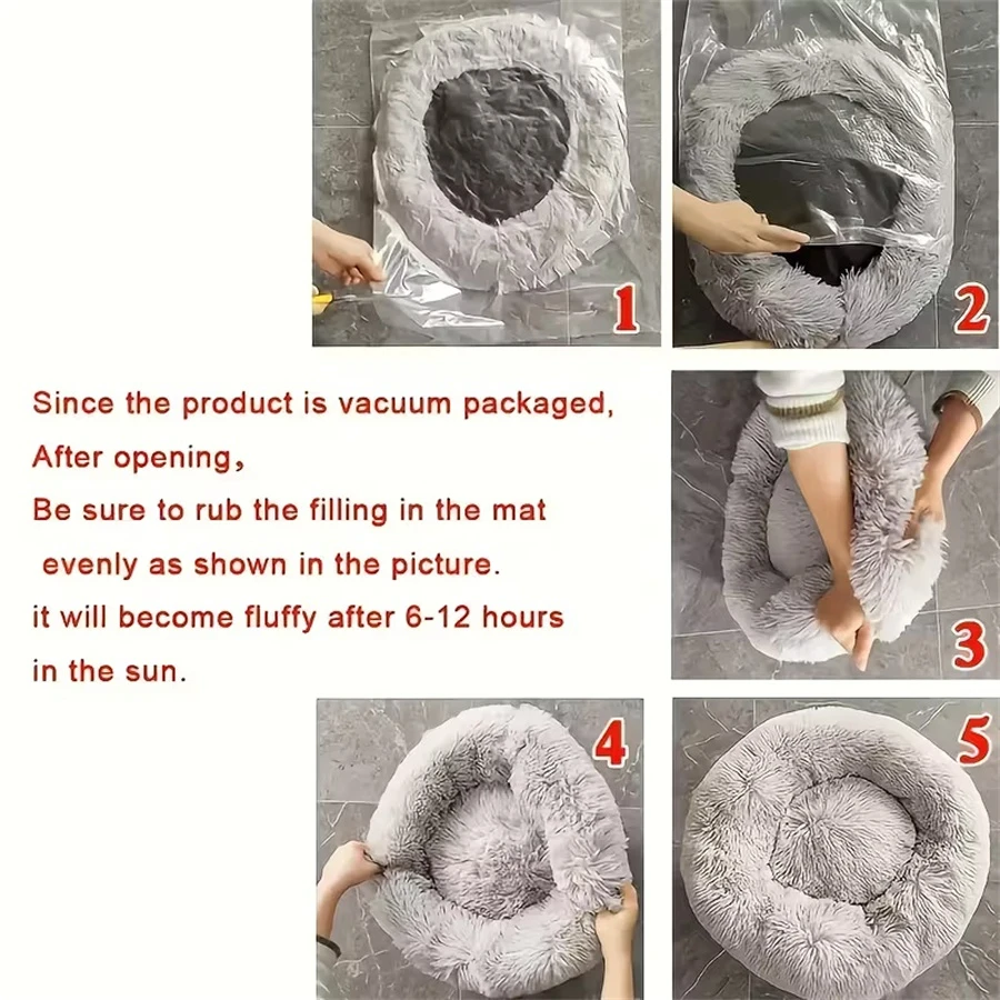 Washable Plush Donut Bed for Cats 3