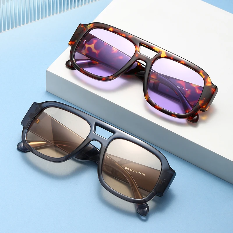 Oversized Square Candy-Color Double-Bridge Sunglasses 2