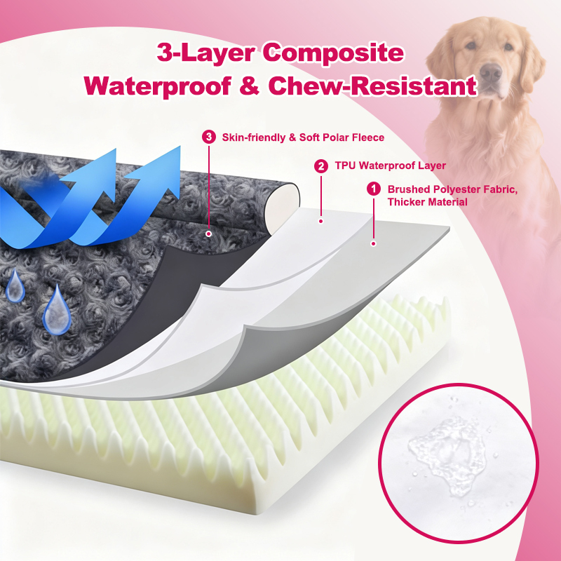 Plush Bolster Dog Bed for Large Dogs 3