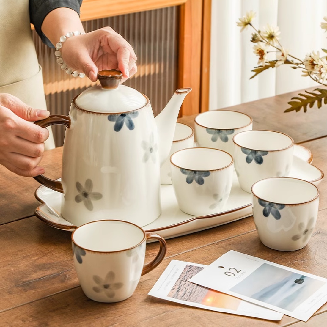 Chinese Ink Style Water Pitcher Cup Teaware Suit