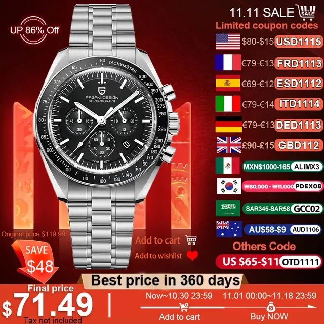 Men's Quartz Chronograph Watch Sapphire Glass 1