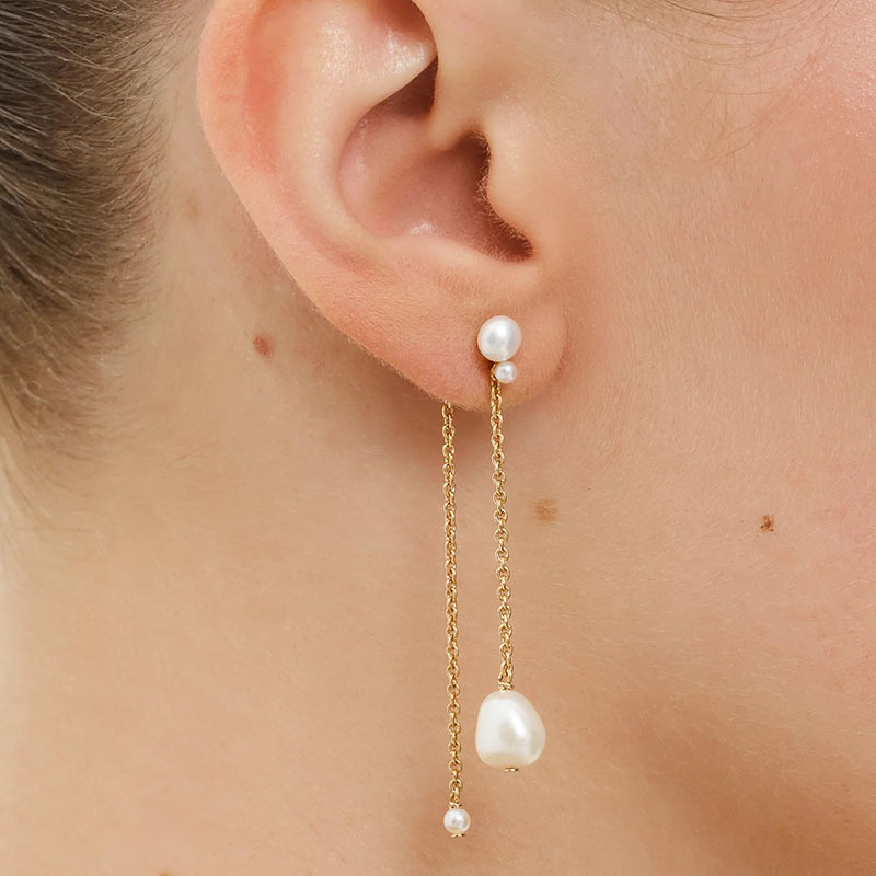 925 Sterling Silver Natural Pearl Drop Earrings 18k 2