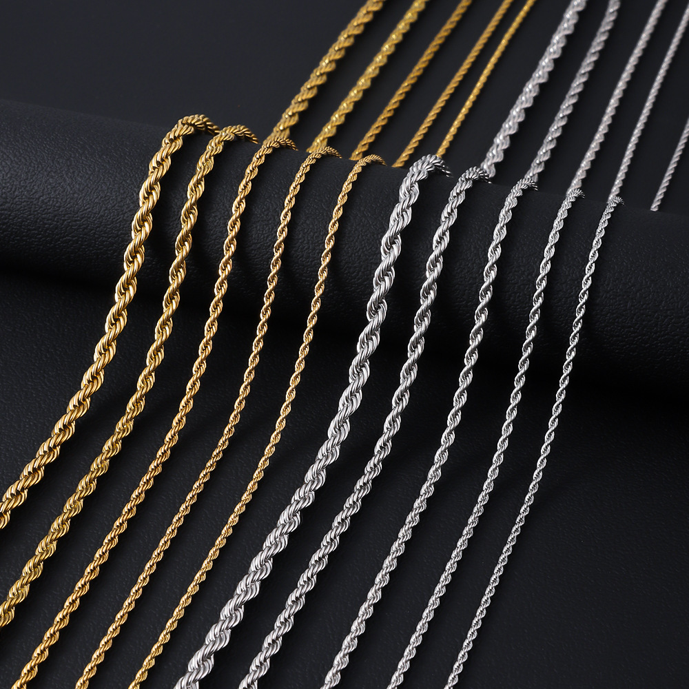 Luxury Men Rope Chain Gold Stainless Steel Twist 3