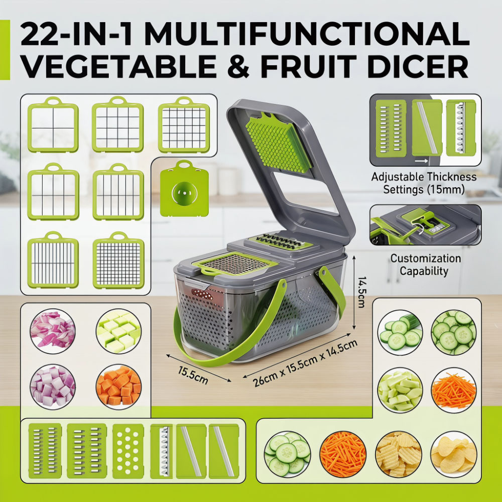 22 in 1 Multifunctional Plastic Manual Vegetable Chopper