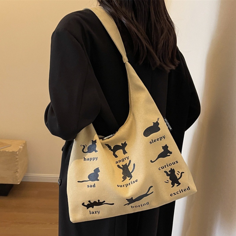 Large Summer Canvas Shoulder Bag for Women