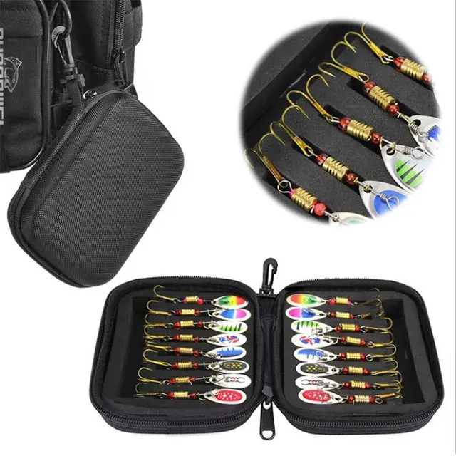 16-Piece Metal Spinner Bait Set With Feathers 2