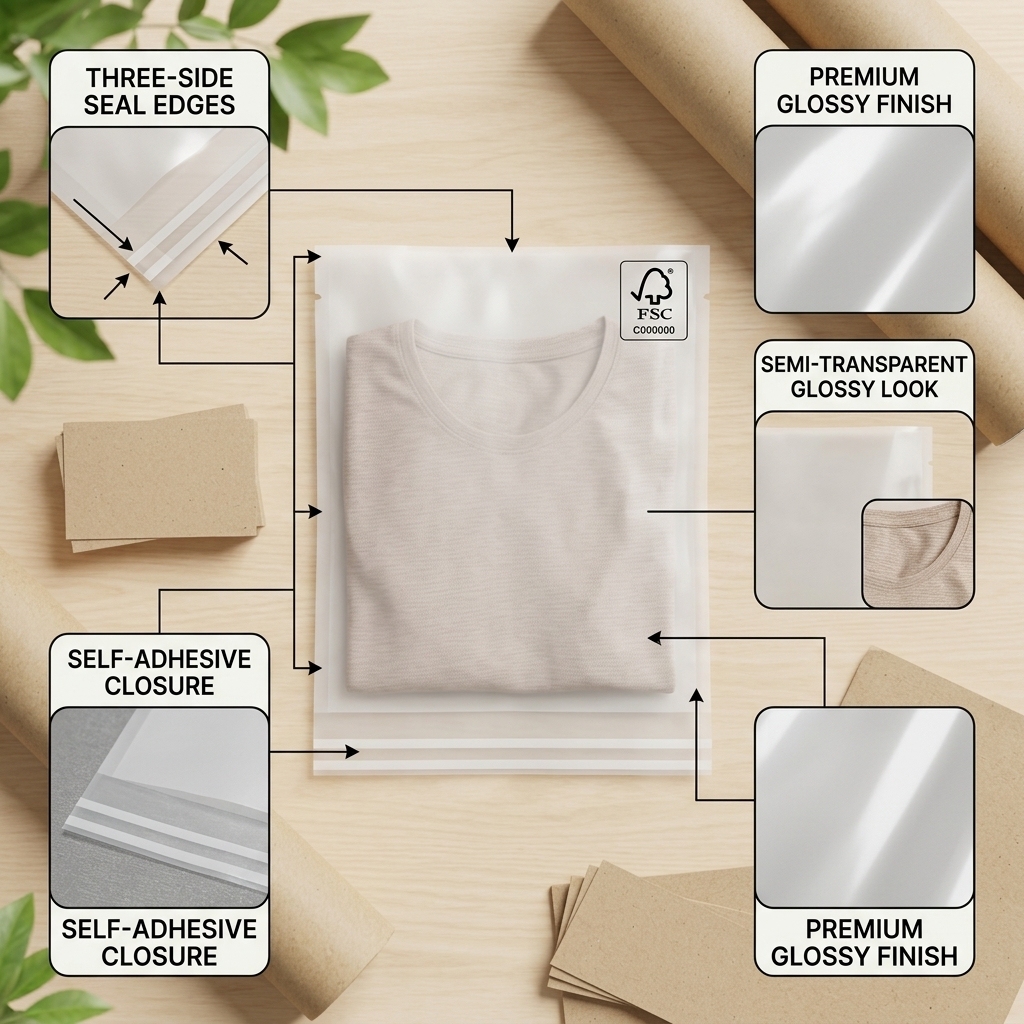 Luxuriöse plastikfreie Glassine-Kleidertasche 2