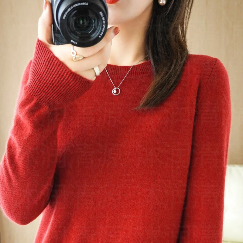 Herbst und Winter Kaschmirpullover Damen Rundhalspullover Lässig Gestrickt 2