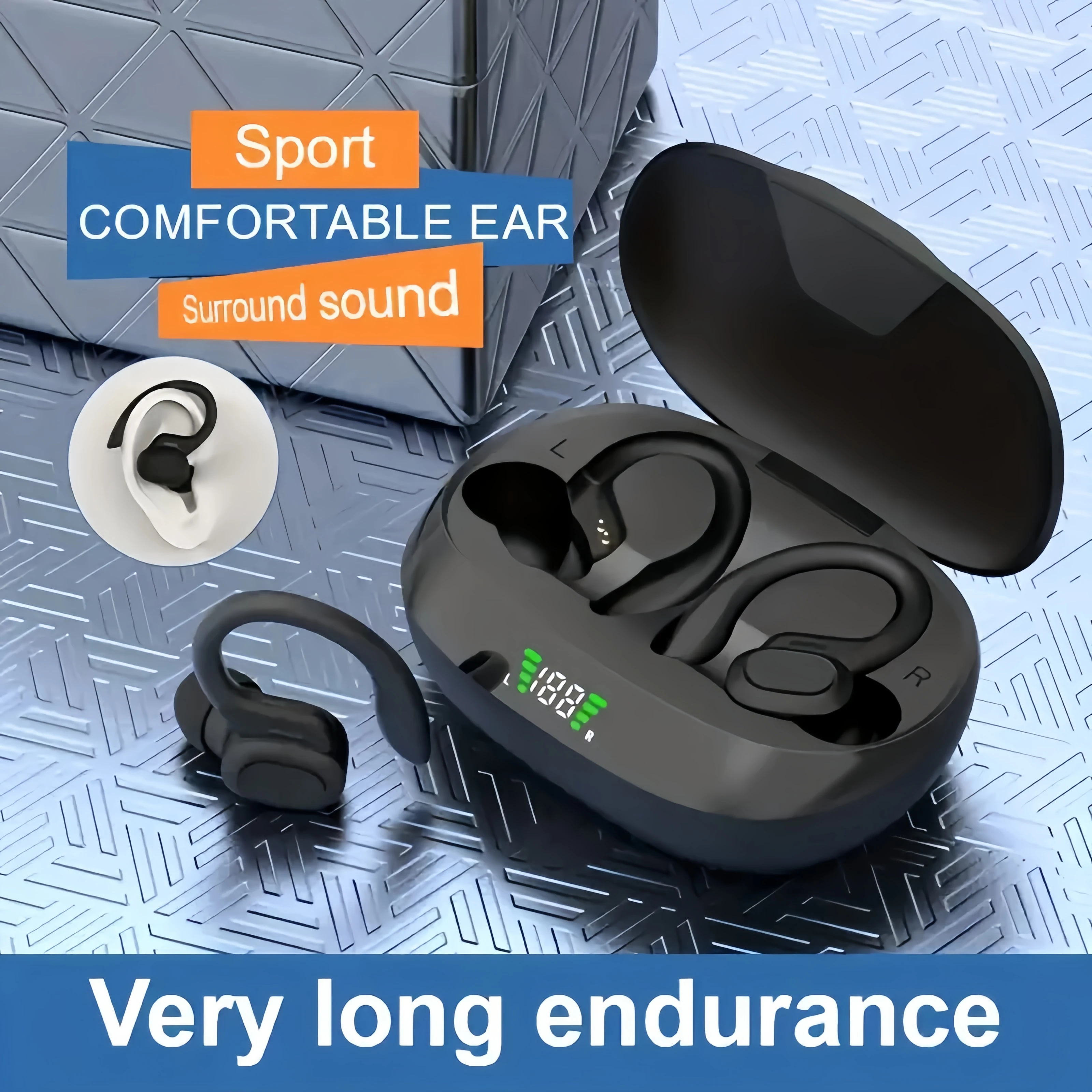Wireless Sport Clip-On Earbuds with LED 2