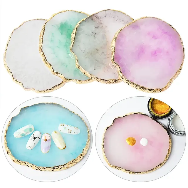 Round Agate Resin Nail Art Palette 4