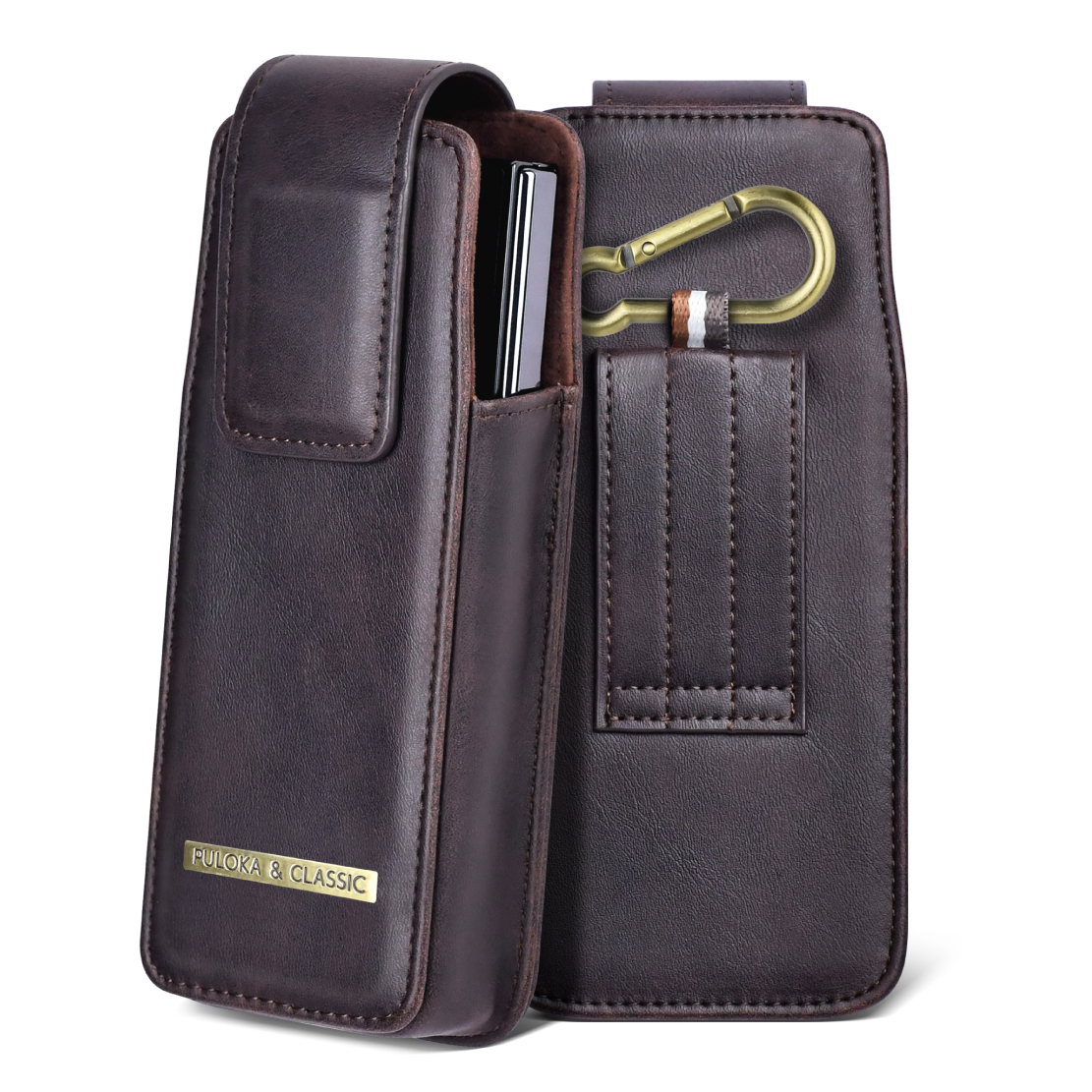 Herren-Ledertasche mit Metallhaken, faltbar