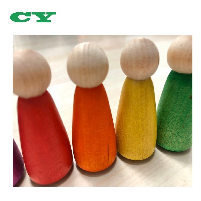 Regenbogen-Holzsteckpuppen 6er Set 3