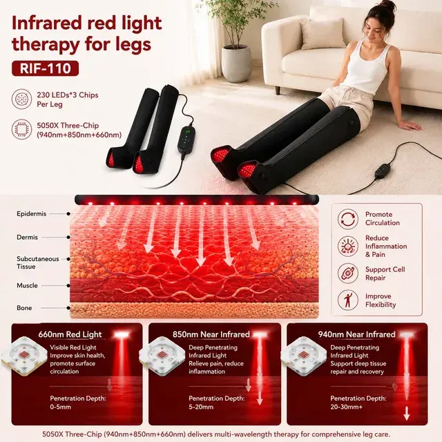 VU 8-Chamber Pneumatic Compression Boots With Infrared Heat 4