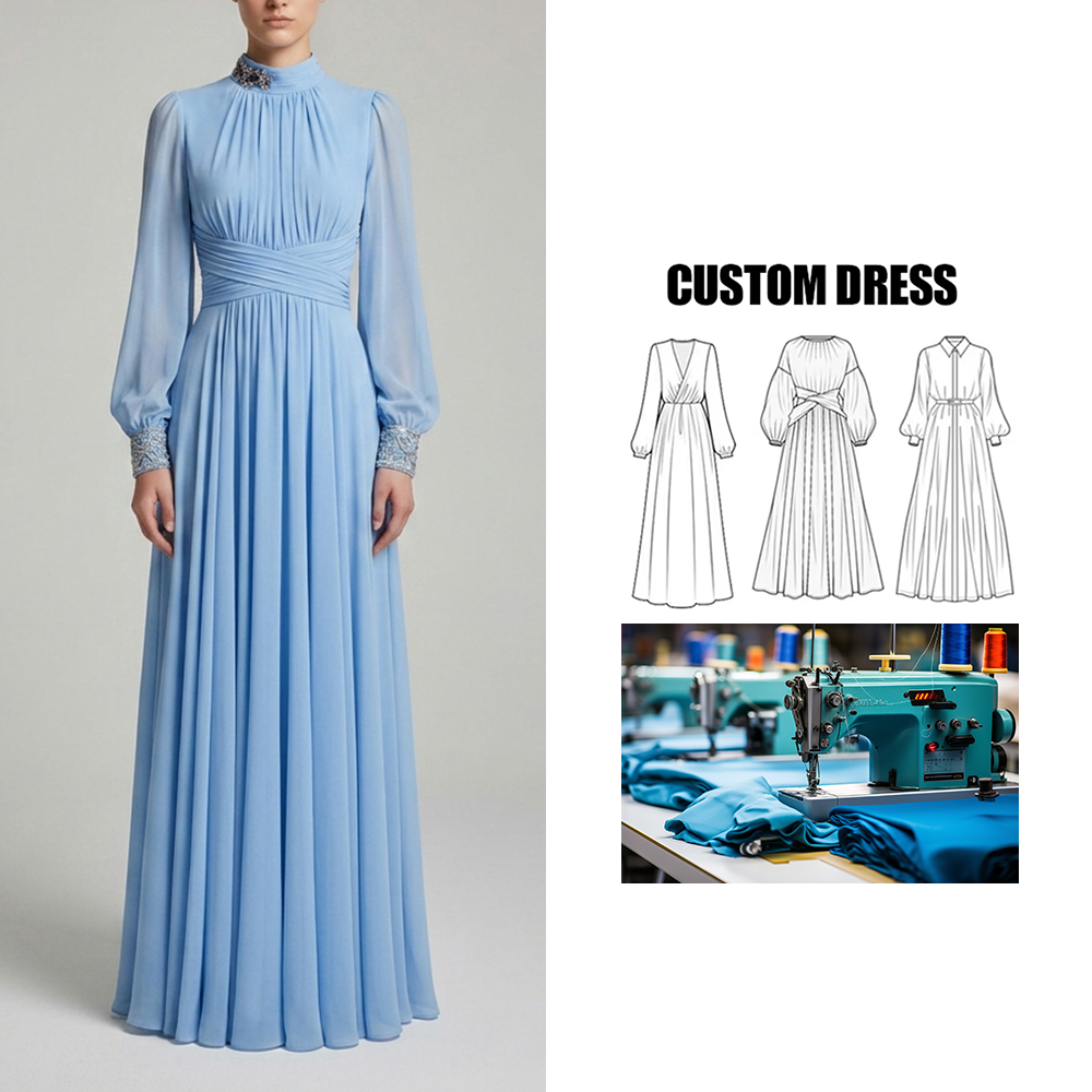 Pure Color Light Luxury High-End Mesh Gowns For