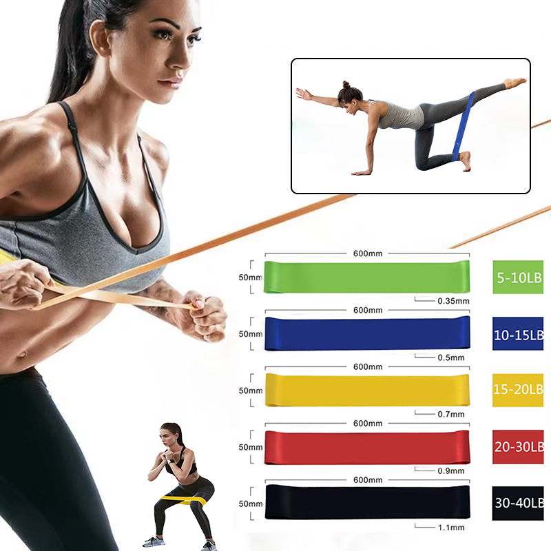 Latex Resistance Exercise Loop Bands 5-Piece Set for