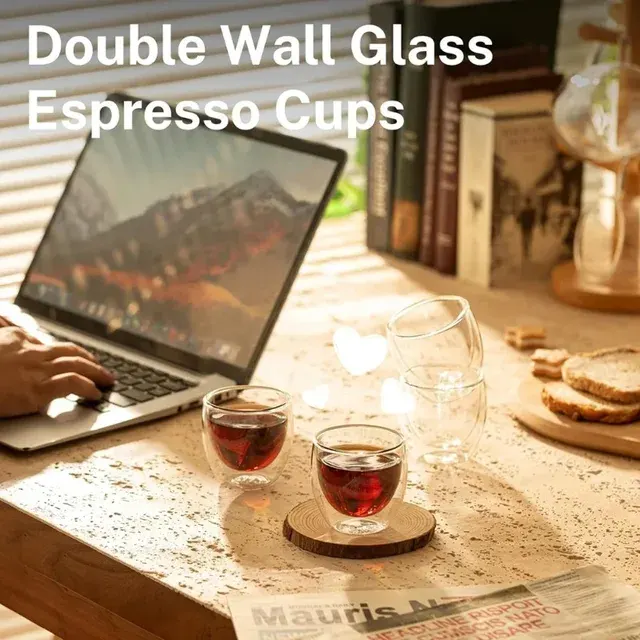 6-Piece Double-Wall Glass Cup Set 80ml 4