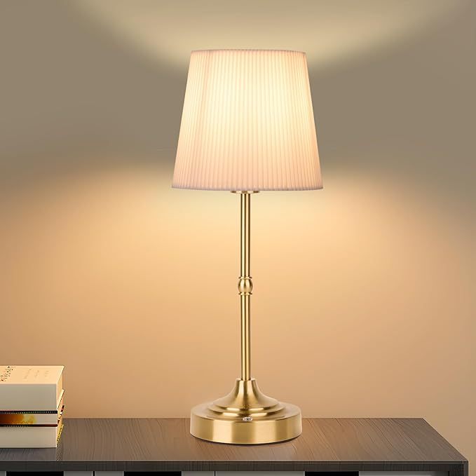 Portables Cordless Table Lamp Fabric Shade Desk 5200mAh