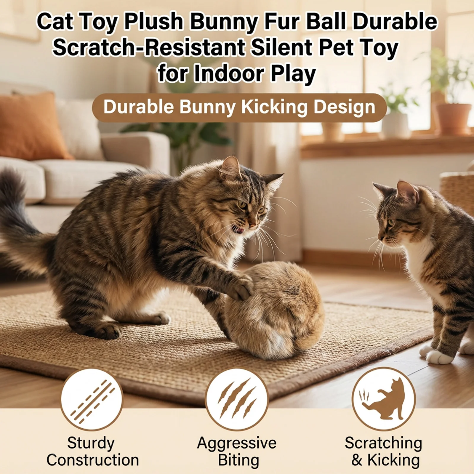 Rabbit Fur Catnip Hunting Ball, 8 cm 4