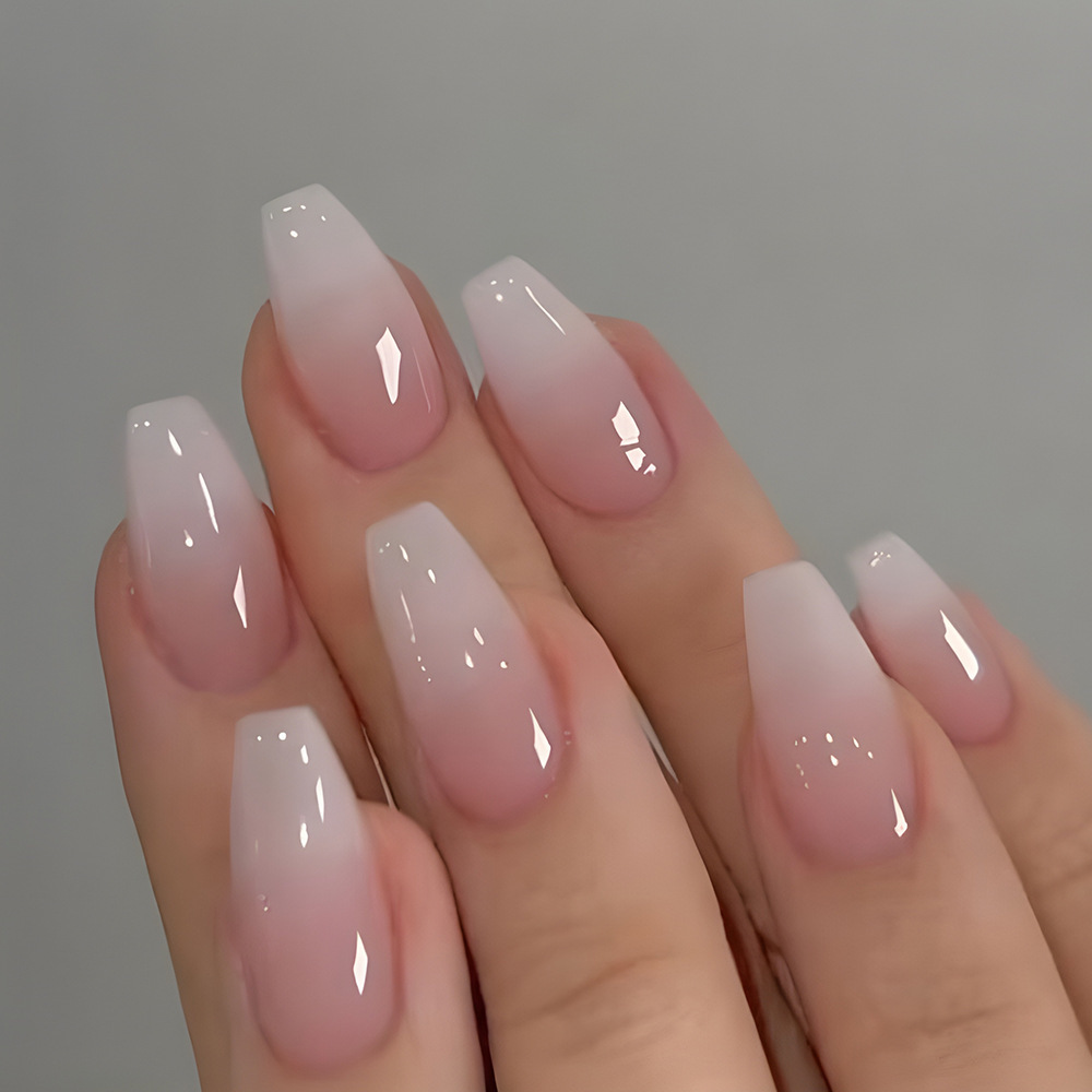 Kurze Ballerina Press-on Nägel in Rosa-Verlauf