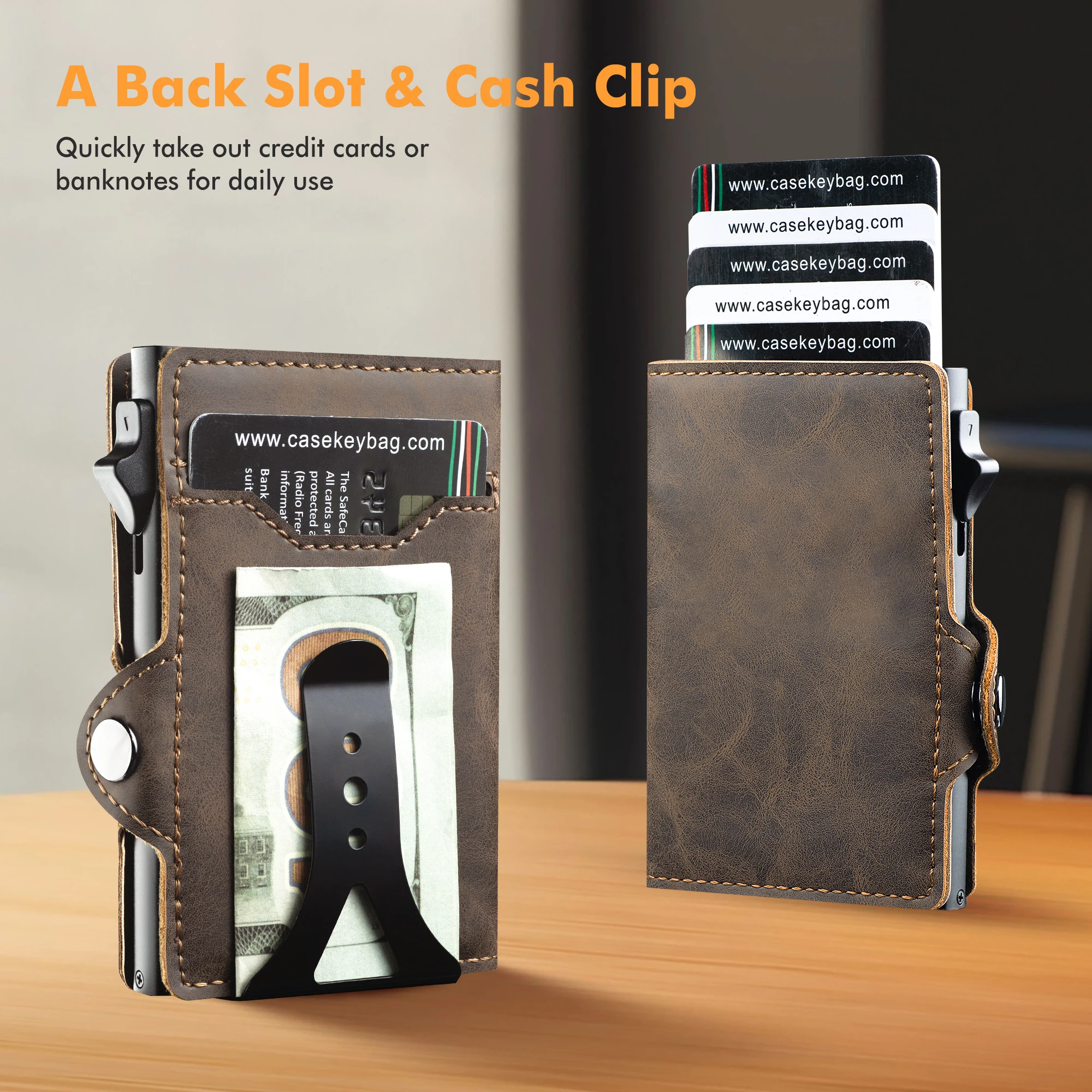 Casekey -Qualität Minimalist Ischen Leder Cash Clip Brieftasche 2
