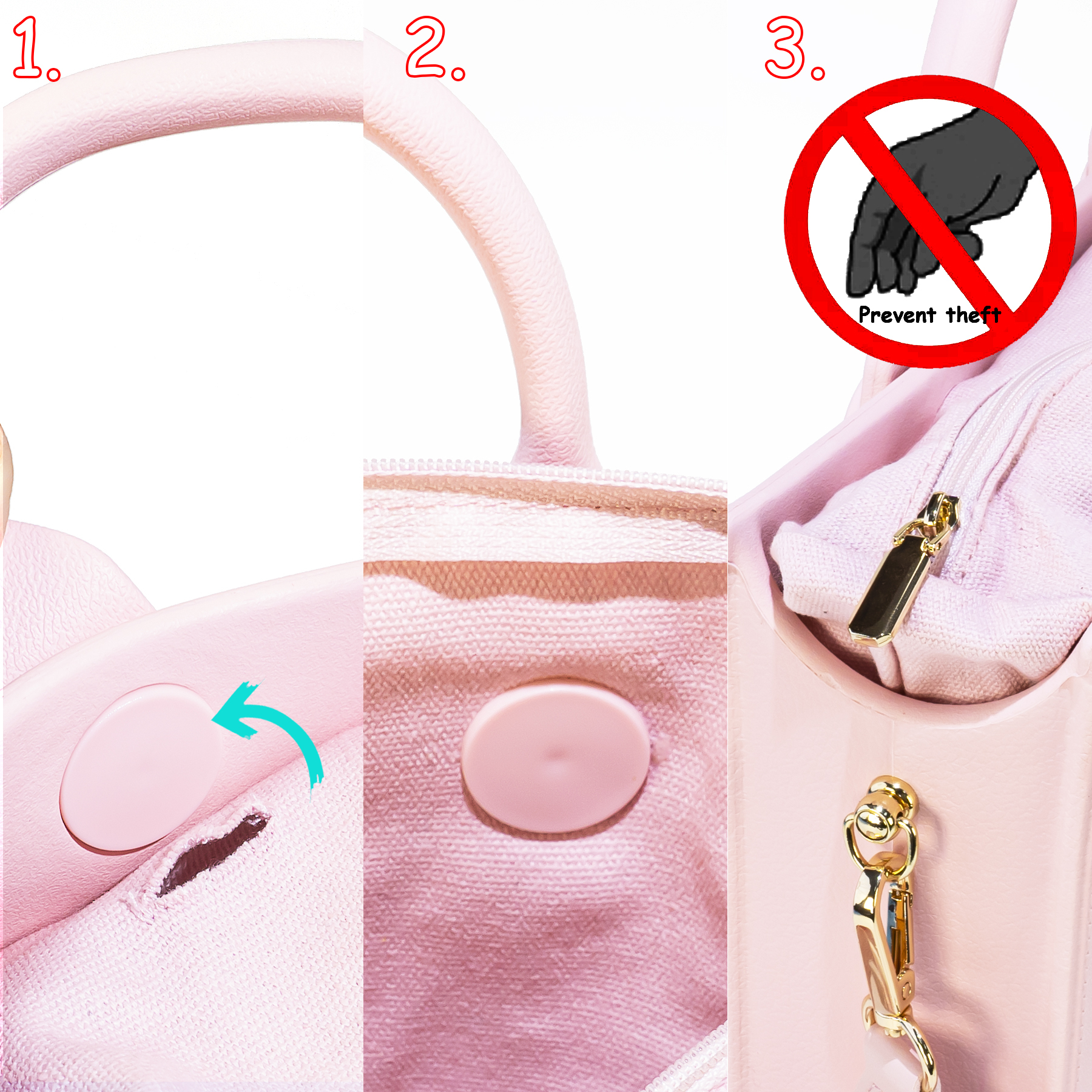 Large Pink Designer Tote with Laptop Compartment 4