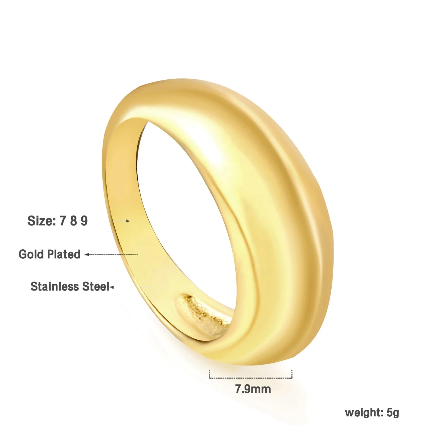 18K Gold Plated Chunky Statement Ring 3