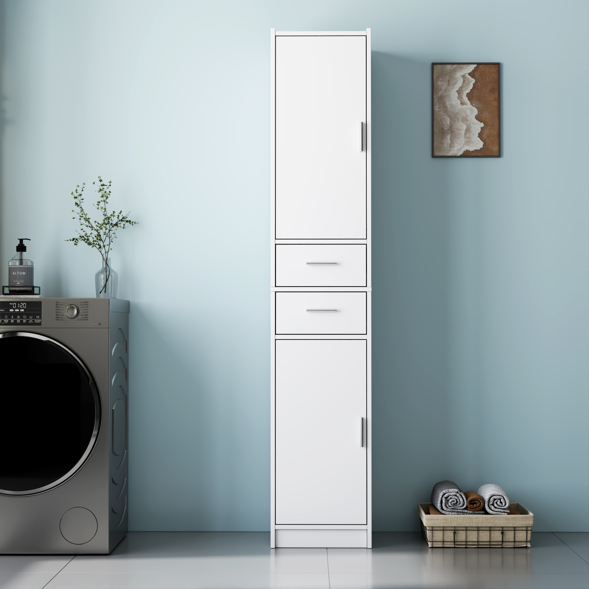 Schmaler Hochschrank für Bad mit 2 Türen 2