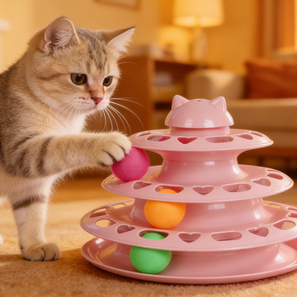 Plastic Round Cat Interactive Toy 2