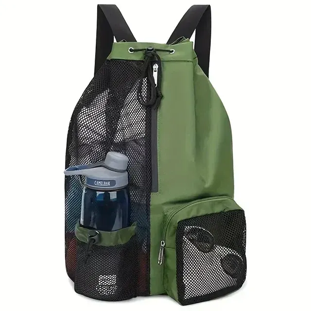 Schwimmtasche Netz-Rucksack mit Kordelzug Bequem zu Tragen Strand-Tauchrucksack 3